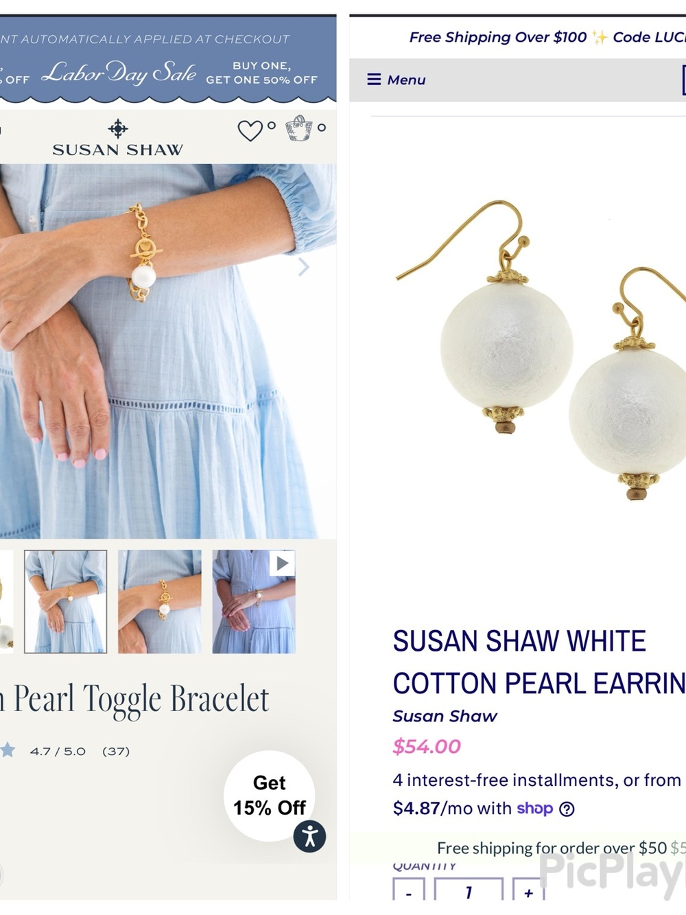 White Cotton Pearl Toggle Bracelet